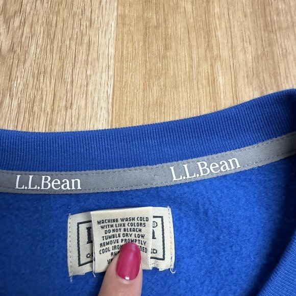 LL BEAN FLEECE SWEATER CREW NECK COLORBLOCK MENS L TALL BLUE GRAY FALL WINTER - Picture 6 of 8